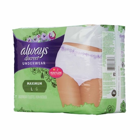 Always Discreet Female Adult Absorbent Underwear Pull On with Tear Away Seams, 17PK 10037000887574